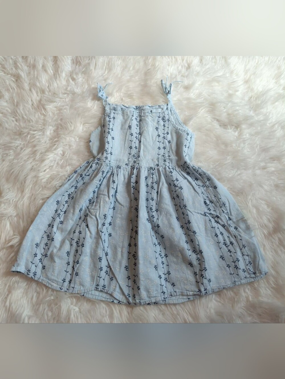 Nwot Girls Light Blue Floral Stripe Sundress
